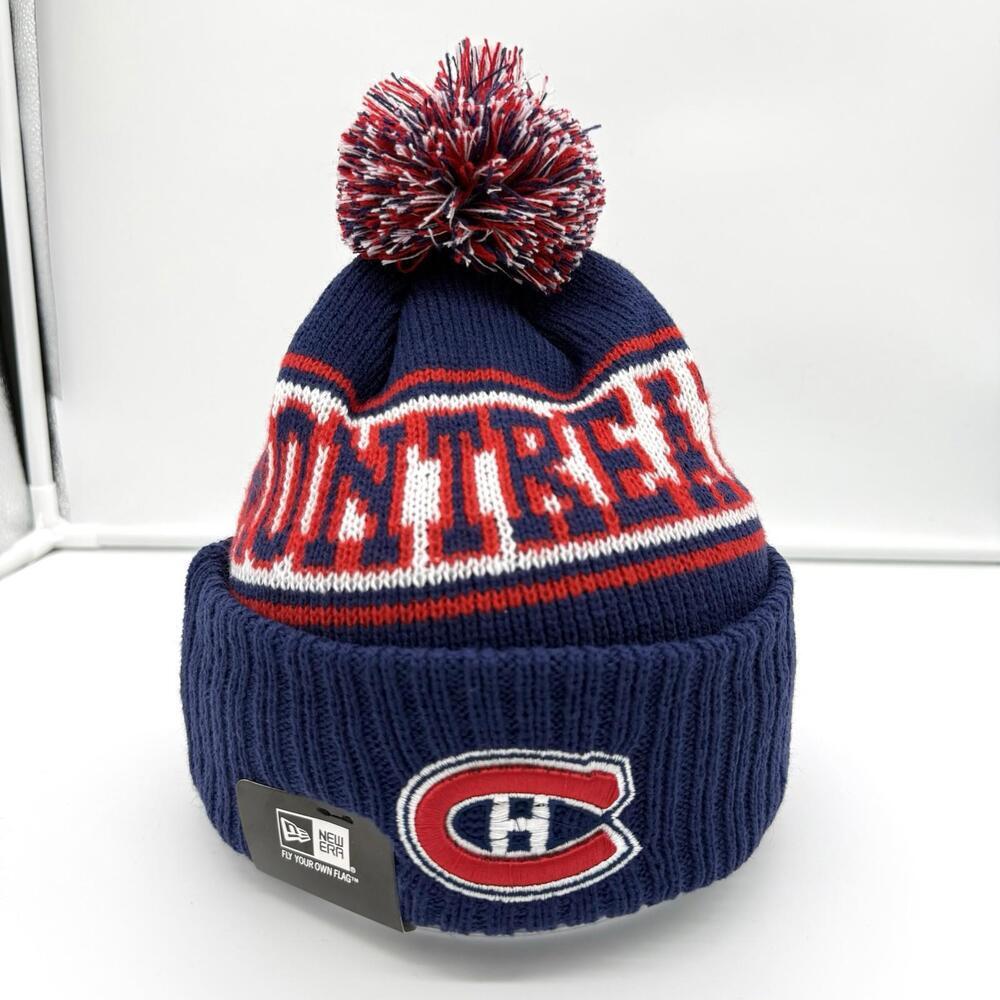 New Era Montreal Canadiens Pom Beanie NHL Knit Hat Navy One Size Fit All Men NWT